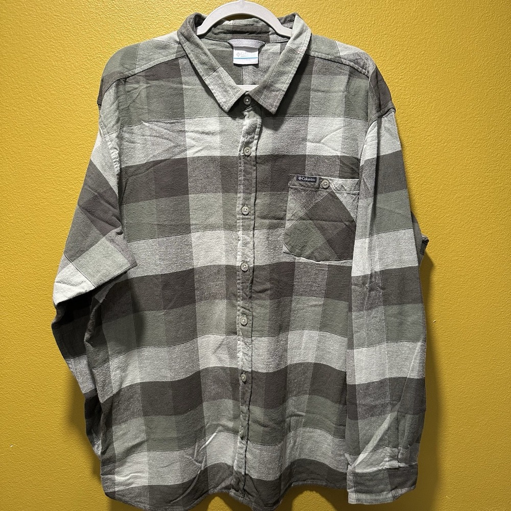 Columbia Regular Fit‎ Flannel Size XXL Green Check Flannel